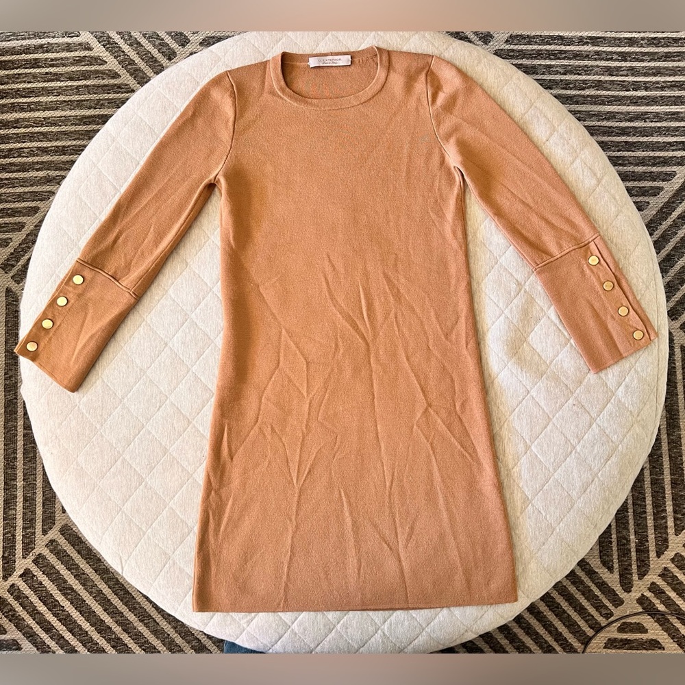 D. EXTERIOR Italian XS Brown Wool Knit Dress